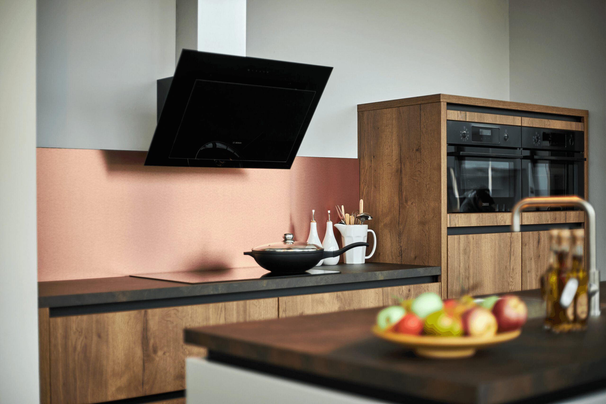 pared trasera para cocina cobre