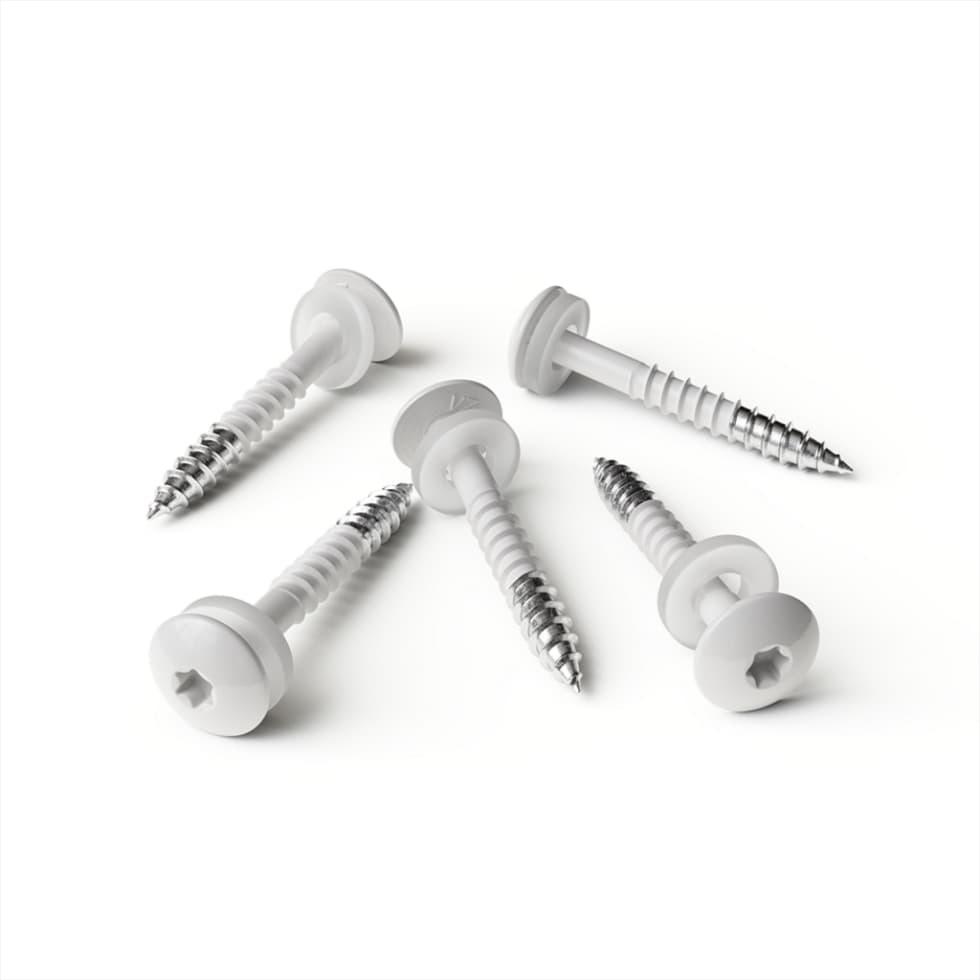 Tornillo blanco con arandela de nylon (25 piezas)