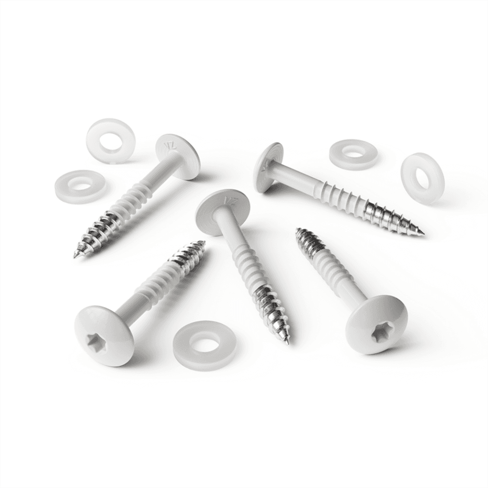 Tornillo blanco con arandela de nylon (25 piezas)